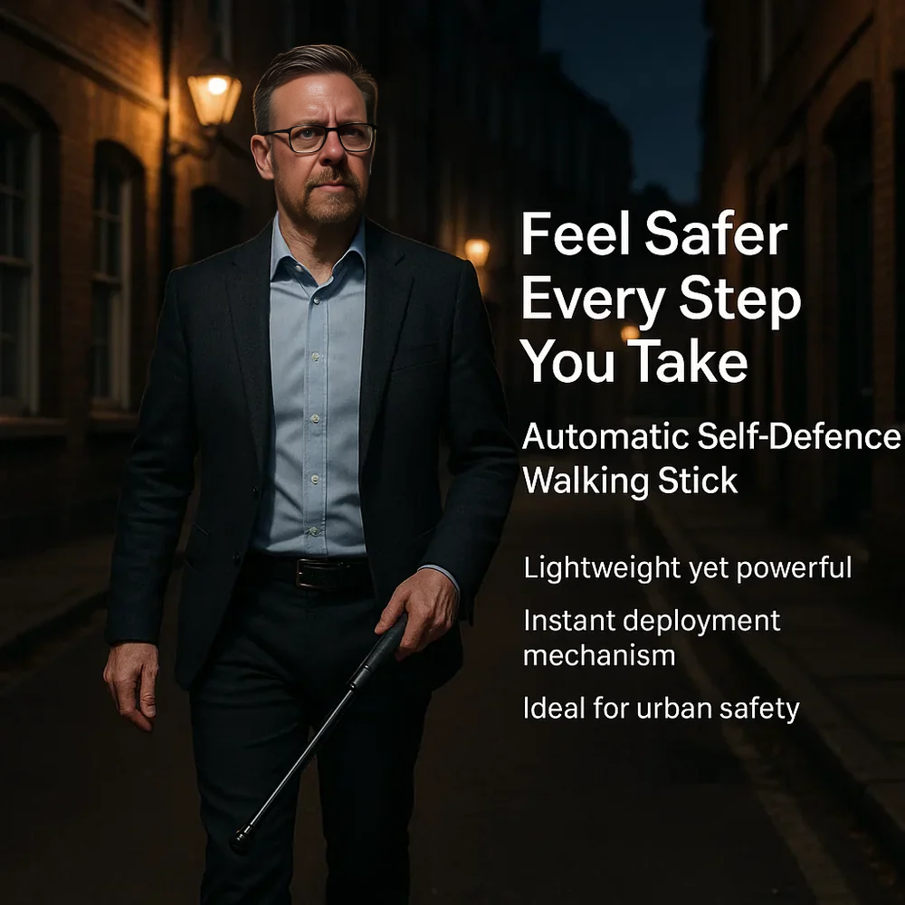 Telescopic Safety Stick – High-Strength Alloy Steel, One-Click Auto Extension